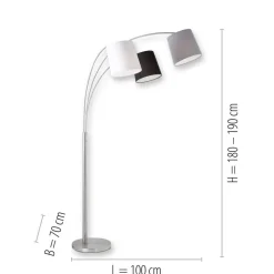 Vloerlamp Melvin, 3-lamps, zwart/grijs/wit