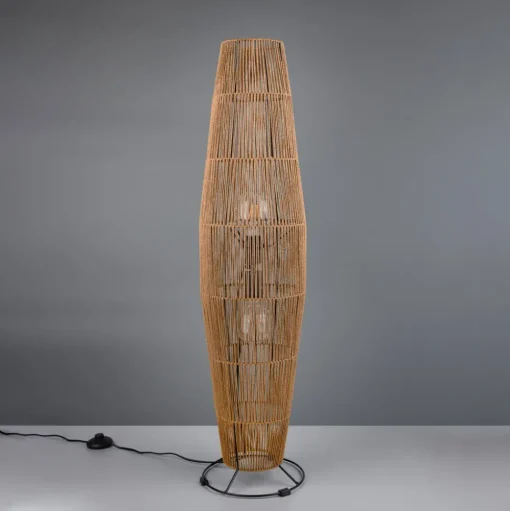 Vloerlamp Miki, bruin, hoogte 103 cm, papier