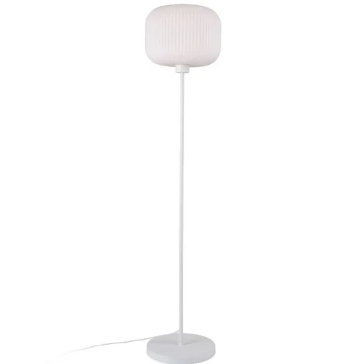 Vloerlamp Milford met witte kap van glas