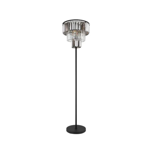 Vloerlamp Naxis, zwart/rookgrijs, hoogte 160 cm, kristal