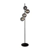 Vloerlamp Neptun met rookglasbol, zwart