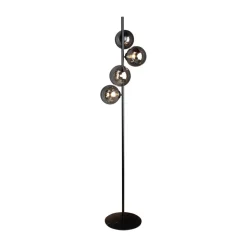 Vloerlamp Neptun met rookglasbol, zwart
