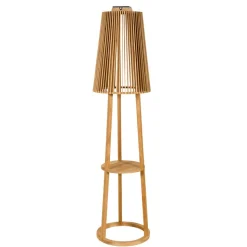 Vloerlamp op zonne-energie Tecka met sensor, teak