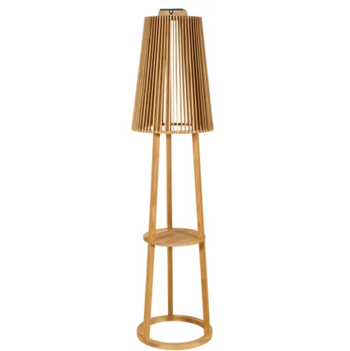 Vloerlamp op zonne-energie Tecka met sensor, teak