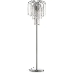 Vloerlamp Pioggia met kristallen regen, chroom