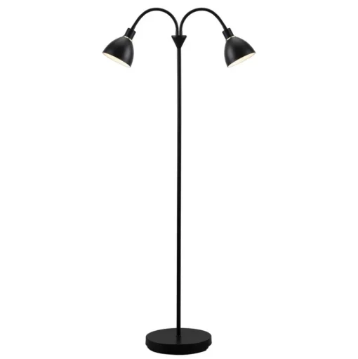 Vloerlamp Ray met 2 lichtbr. uit zwart metaal