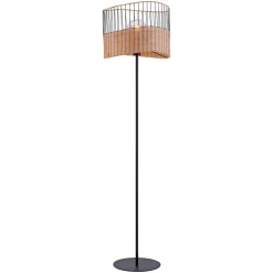 Vloerlamp Reed van hout en metaal