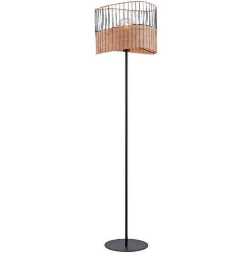 Vloerlamp Reed van hout en metaal