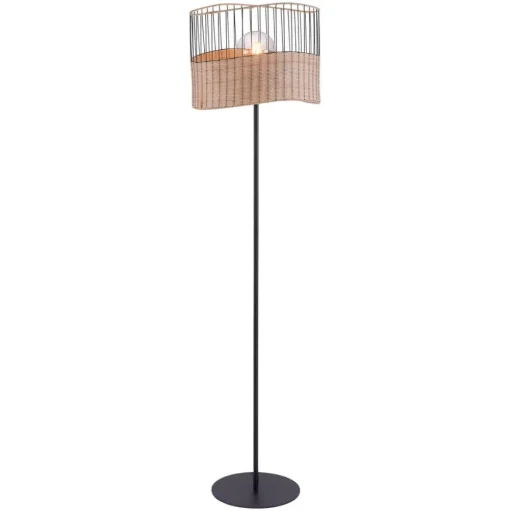 Vloerlamp Reed van hout en metaal