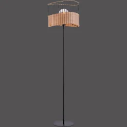 Vloerlamp Reed van hout en metaal