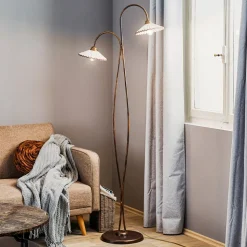 Vloerlamp Rosina met twee keramische kappen