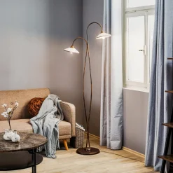 Vloerlamp Rosina met twee keramische kappen