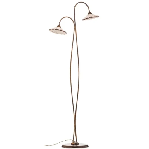 Vloerlamp Rosina met twee keramische kappen