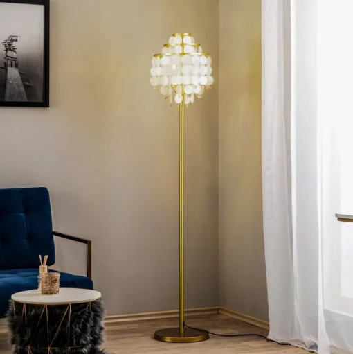 Vloerlamp Ruben met parelmoeren schijven