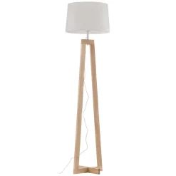 Vloerlamp Sacha LS van hout en textiel, wit