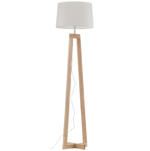 Vloerlamp Sacha LS van hout en textiel, wit