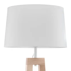 Vloerlamp Sacha LS van hout en textiel, wit