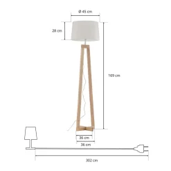 Vloerlamp Sacha LS van hout en textiel, wit