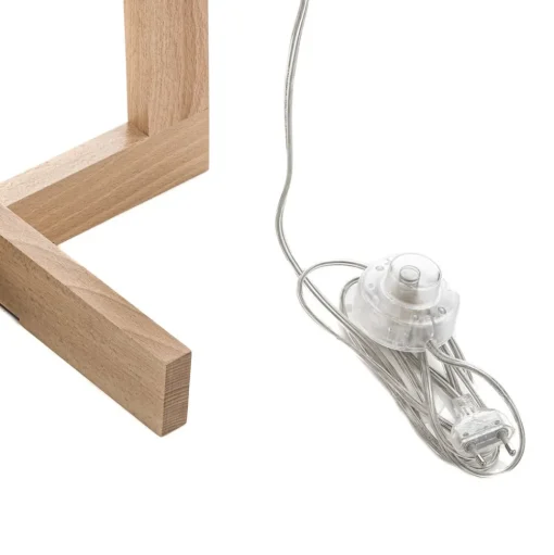 Vloerlamp Sacha LS van hout en textiel, wit