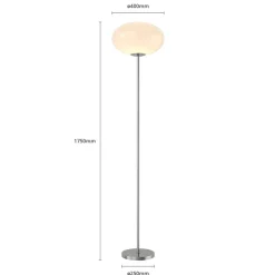 Vloerlamp Sonika, 175 cm, nikkelkleurig, glas, E27