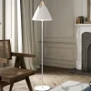 Vloerlamp Strap van metaal met leren band, wit