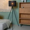 Vloerlamp Tagalog van bamboe, zwart, driebeen
