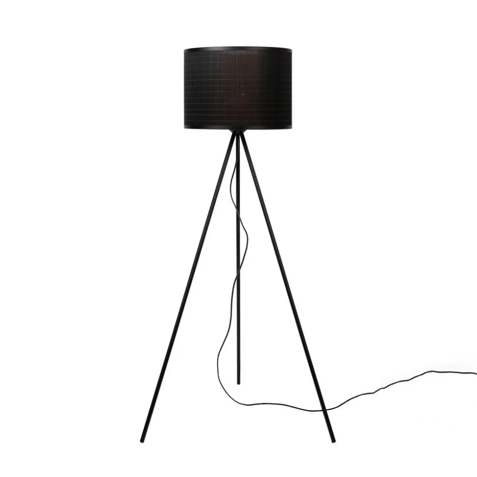 Vloerlamp Tagalog van bamboe, zwart, driebeen