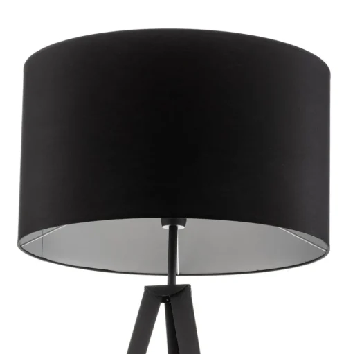 Vloerlamp Tago, driepoot, kap zwart/zilver