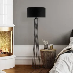 Vloerlamp Tall 13470, zwart, canvas, hoogte 175 cm