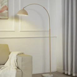 Vloerlamp Tonka, beige, metaal/marmer, 180 cm, E27