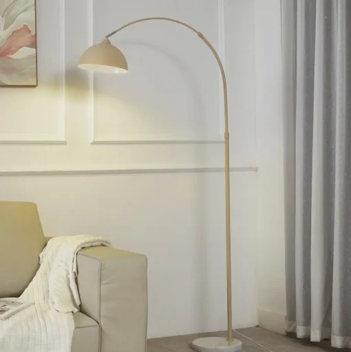 Vloerlamp Tonka, beige, metaal/marmer, 180 cm, E27