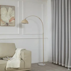 Vloerlamp Tonka, beige, metaal/marmer, 180 cm, E27