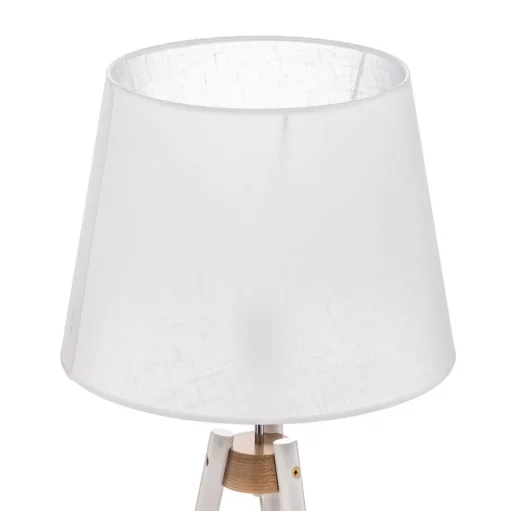 Vloerlamp Vaio driepoot houten frame, witte kap