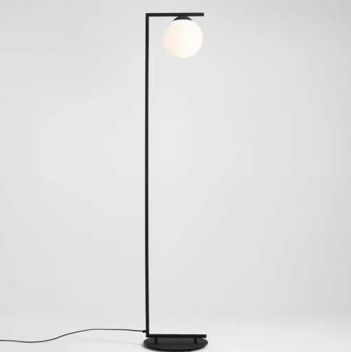 Vloerlamp Zac met bolvormige kap, zwart