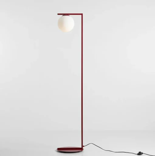 Vloerlamp Zac, opaal/wijnrood, 1-lamp