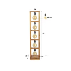 Vloerlamp Zillerbach, hoogte 135 cm, 5-lamps