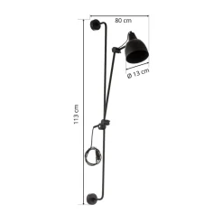 Wandlamp 997 met stekker, 1-lamp, zwart
