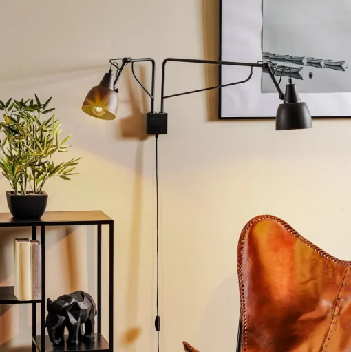 Wandlamp 1002 met stekker, 2-lamps, wit