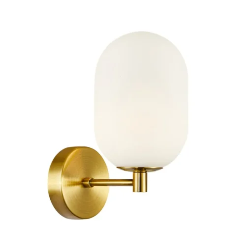 Wandlamp Alias, metaal goudkleurig, opaalglas, 1-lamp