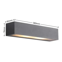 Wandlamp Arcchio Lengo, 38 cm, antraciet, E27, IP54