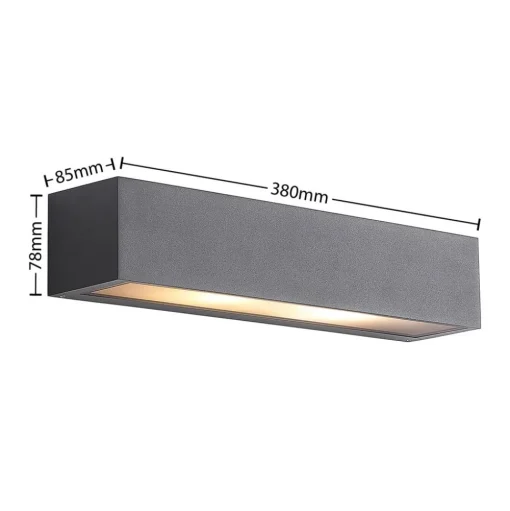 Wandlamp Arcchio Lengo, 38 cm, antraciet, E27, IP54
