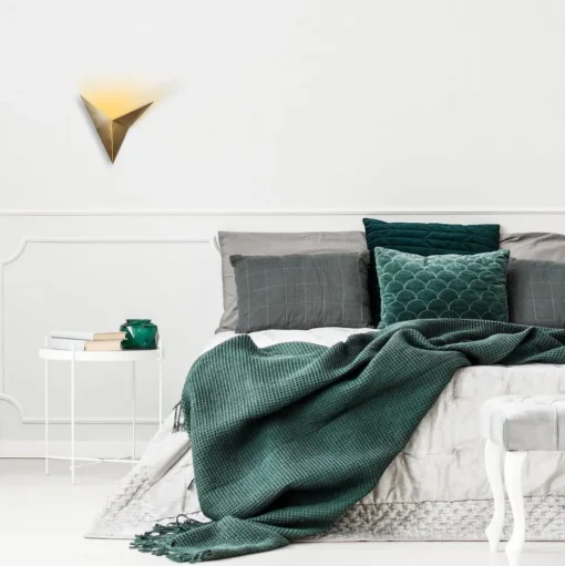 Wandlamp Bird 3203, goud antiek, metaal, driehoekig