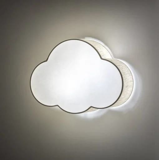 Wandlamp Cloud, beige, 43 cm breed, textiel, wolk, E27