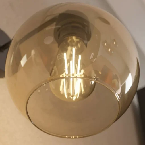 Wandlamp Cubus, zwart/barnsteen, glas, Ø 18 cm, E27