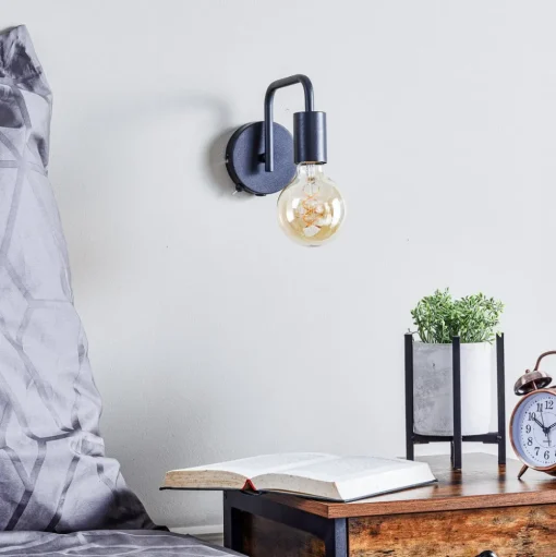 Wandlamp Diallo zonder kap zwart mat