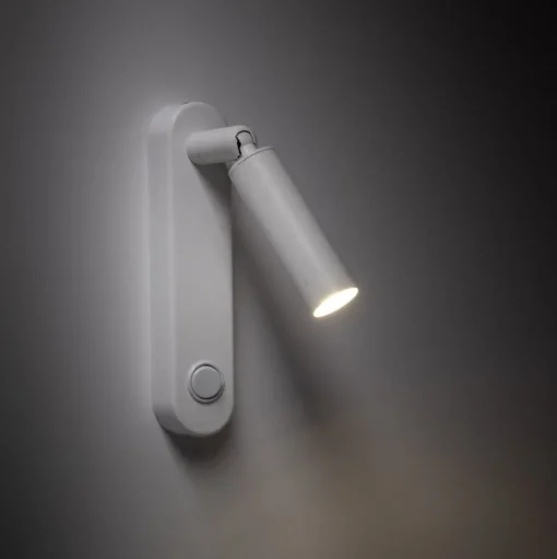 Wandlamp Enzo Long, wit, metaal, 22 cm, verstelbaar, G9