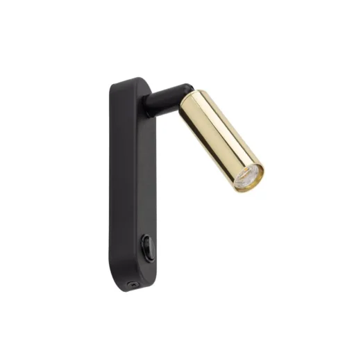 Wandlamp Enzo Long, zwart-goud, 22 cm, verstelbaar, G9