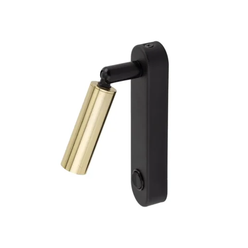 Wandlamp Enzo Long, zwart-goud, 22 cm, verstelbaar, G9