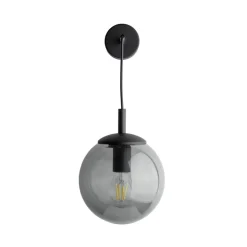 Wandlamp Esme, rookgrijs, hoogte 45 cm, glas, E27