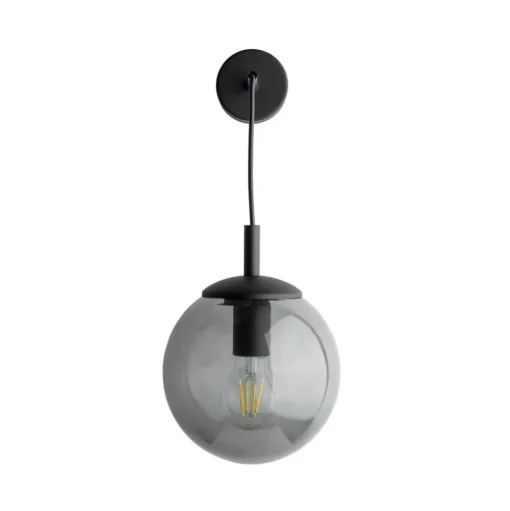 Wandlamp Esme, rookgrijs, hoogte 45 cm, glas, E27